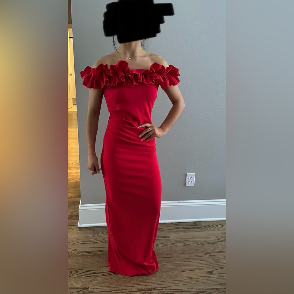 Xscape Ruffled off the shoulder gown size 4 worn once